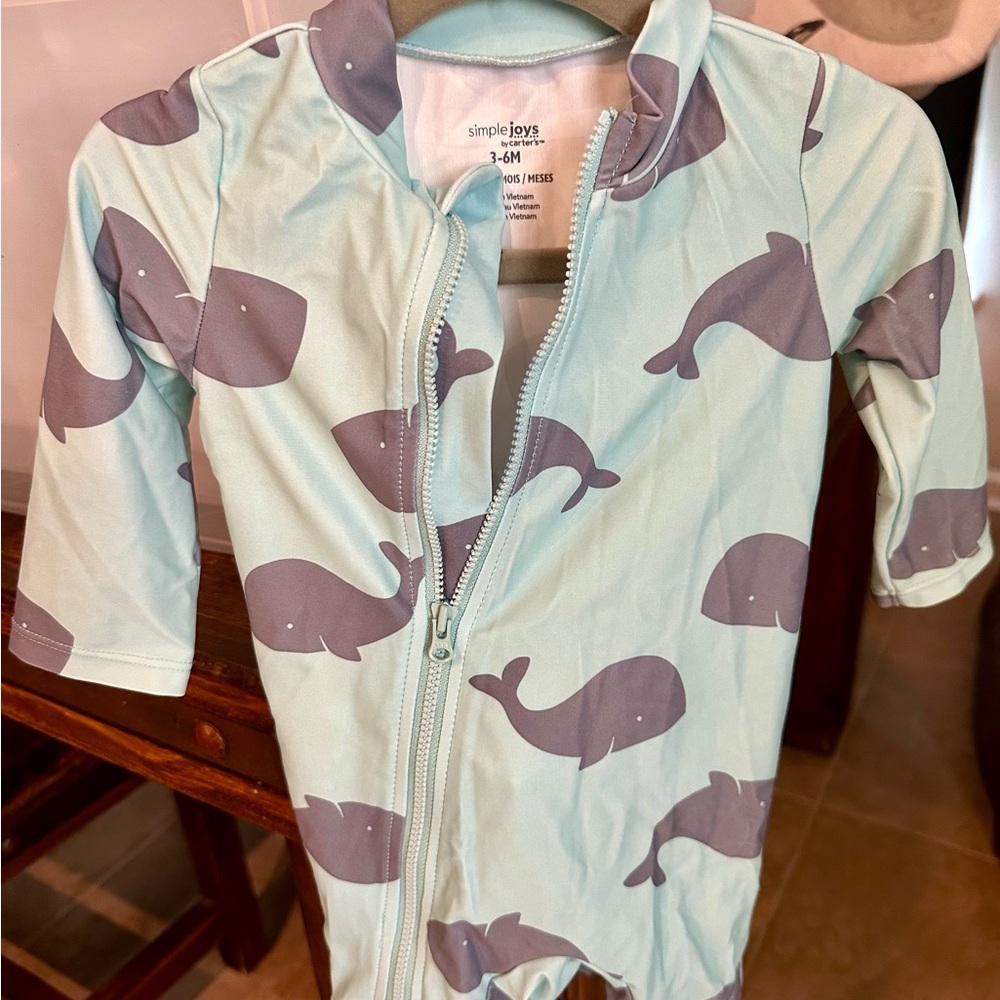 Simple Joys Baby Whale Print Swim Suit